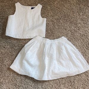 Kids White Eyelet Skirt and Top Set